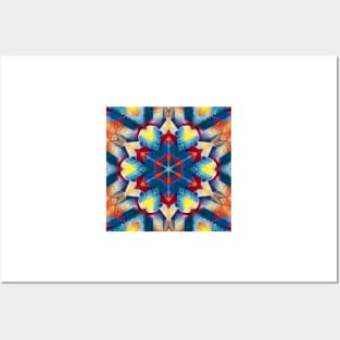 vivid primary coloured hexagonal kaleidoscope design Posters and Art